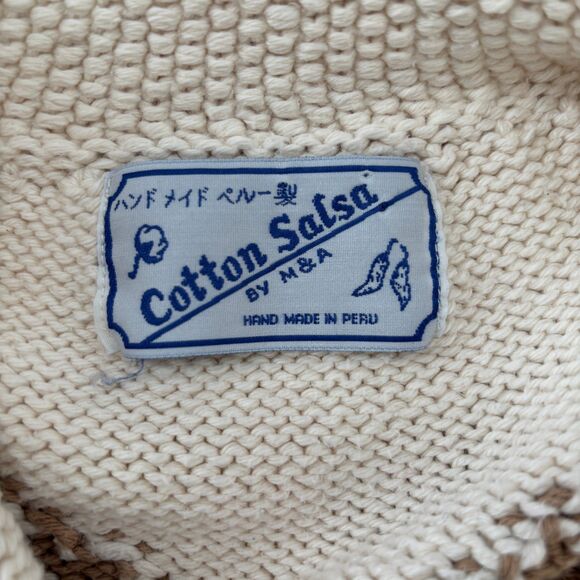 Cotton Salsa Womens Cardigan Sweater Size M Peru Fall Preppy Novelty Casual Vtg - Picture 4 of 9